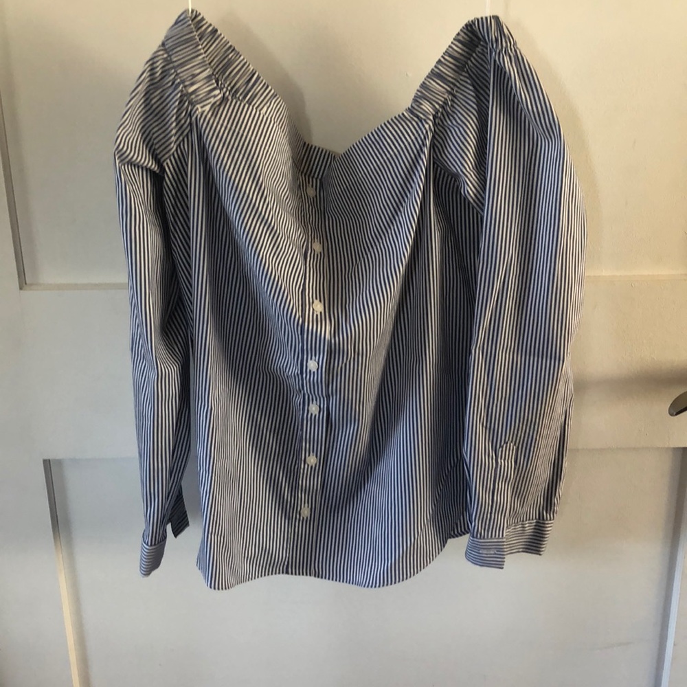 Bar III off the shoulder pinstriped blouse